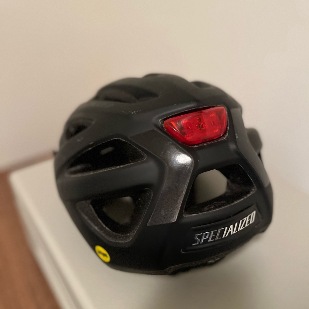 Specialized Matte Black Helmet with Red Light SIZE M/L 56-60cm
